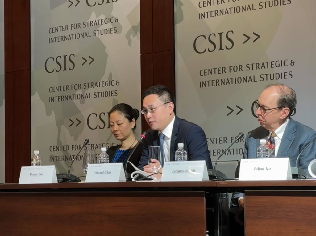 Vincent Chao (centre), a Taipei City councillor, speaks at the Centre for Strategic and International Studies, a Washington-based think tank, on Tuesday. Photo: SCMP