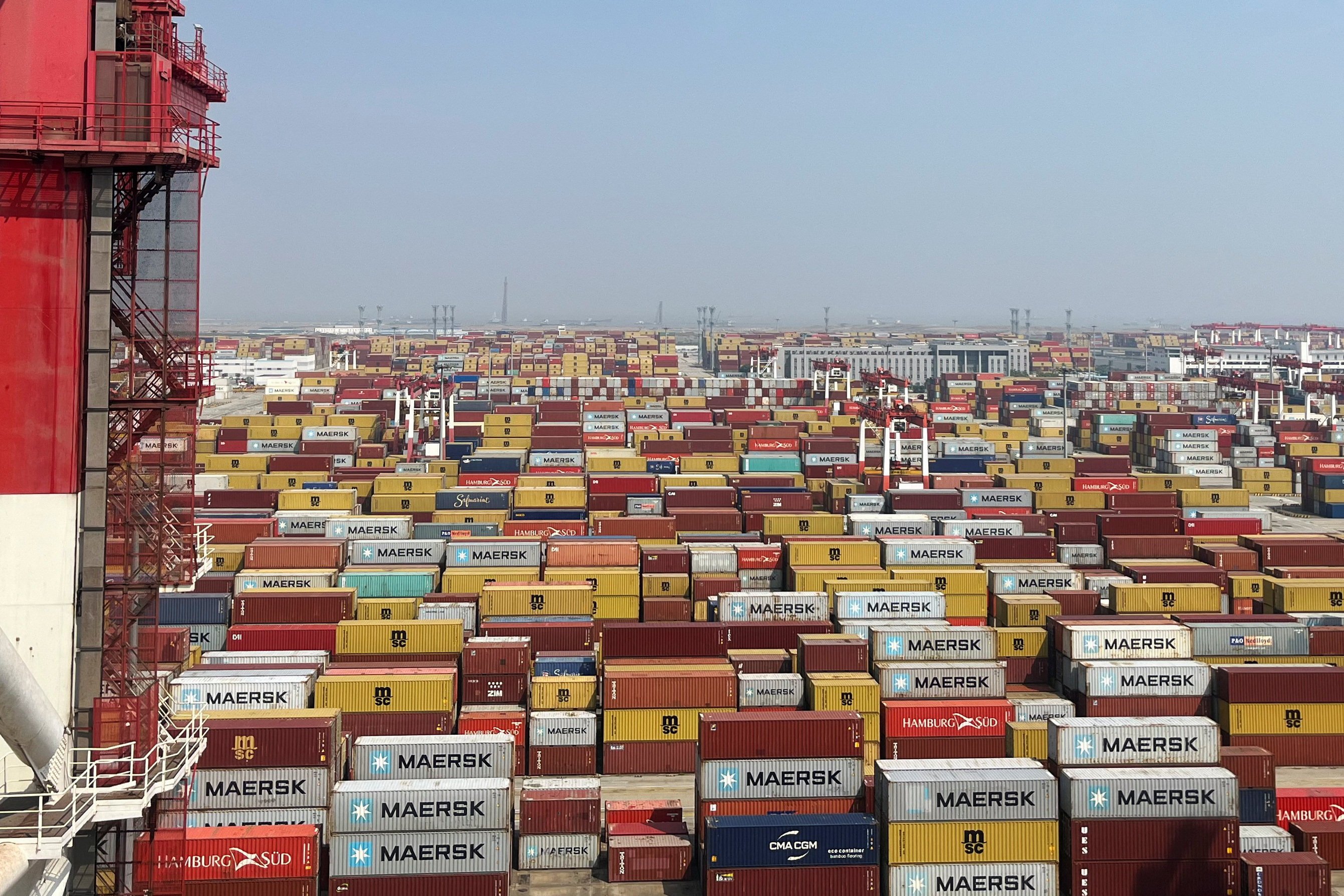 Containers sit at a terminal at the Yangshan deepwater port in Shanghai on October 10, 2024. Photo: Reuters