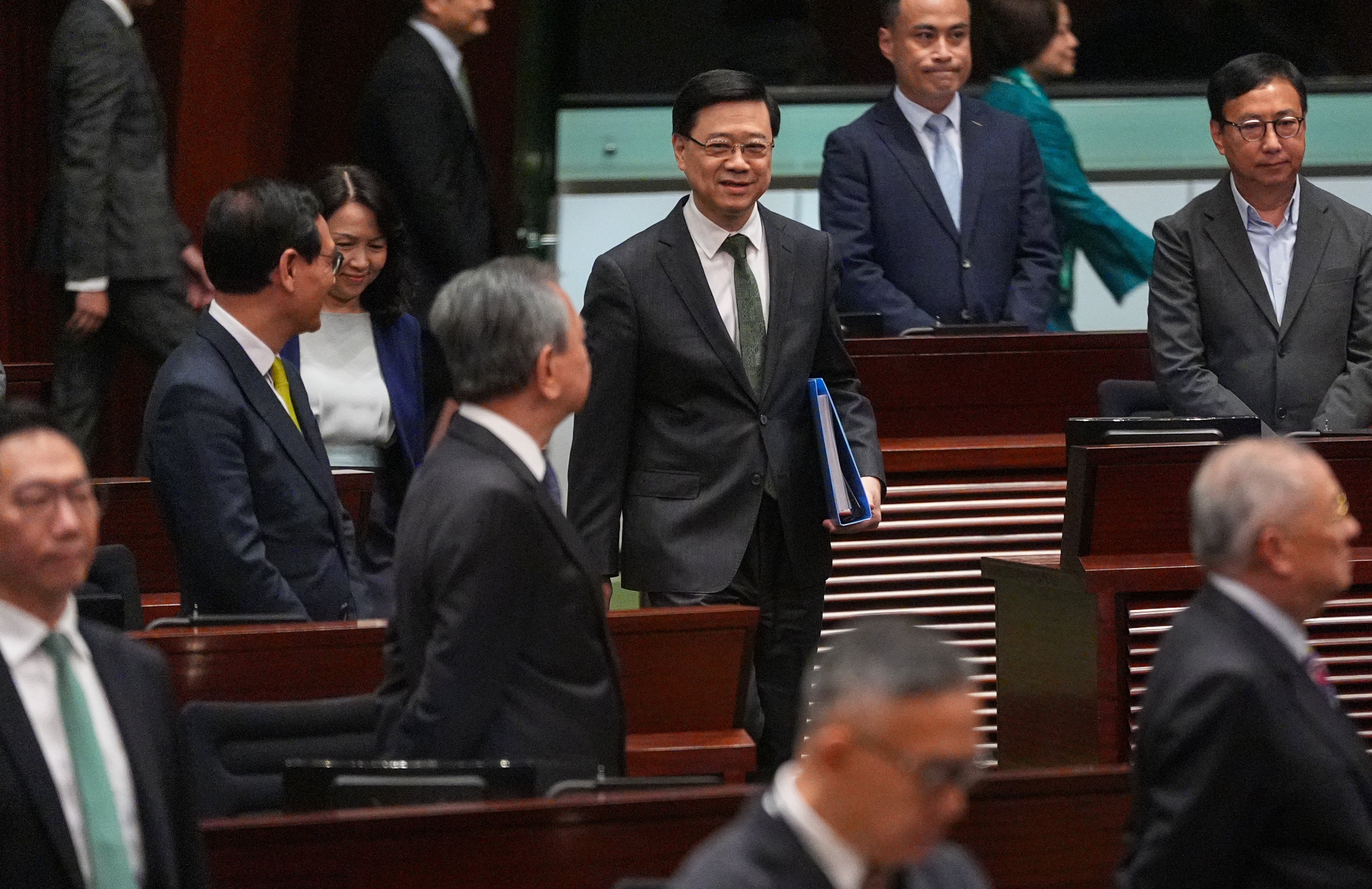 Chief Executive John Lee (centre) has delivered his third policy address. Photo: Eugene Lee