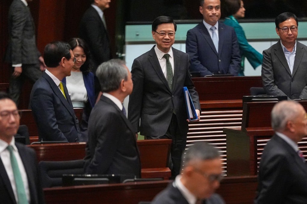 Chief Executive John Lee (centre) has delivered his third policy address. Photo: Eugene Lee